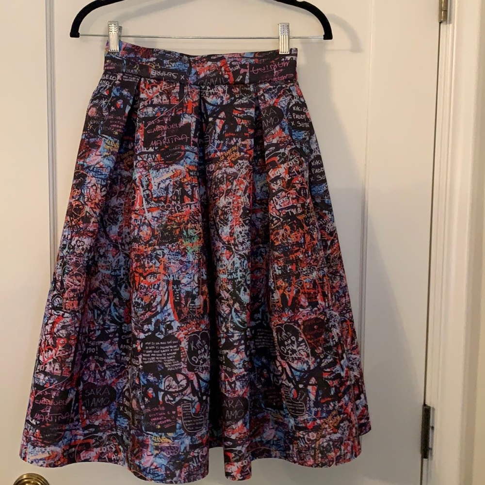 Maje Jasmine graffiti midi skirt